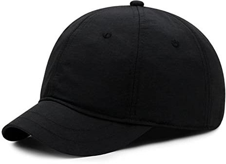 Faringoto Cappello da sole unisex ad asciugatura rapida, berretto da baseball, tesa corta, cappello da golf, A-nero., Taglia unica
