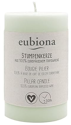 Eubiona Stumpenkerze, 50x80, Rapswachs, hellgrün