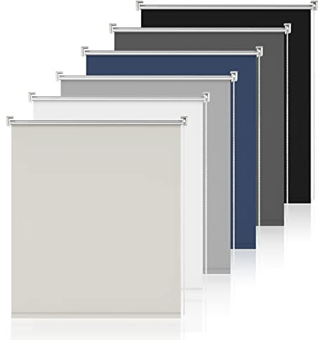 Thermo Rollos für Fenster ohne Bohren Klemmrollo ohne Bohren Creme B95 x H130cm-Stoffbreite 90cm Verdunklungsrollo ohne & mit Bohren Rollo innen Fenster Sonnenschutzrollo für innen