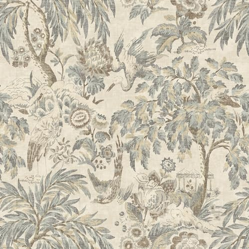 Surface Style - Peel and Stick Wallpaper, Botancial Wallpaper for Bedroom, Powder Room, Kitchen, Self Adhesive, Vinyl, 30.75 Sq Ft Coverage (Forest & The Trees Collection, Stone)