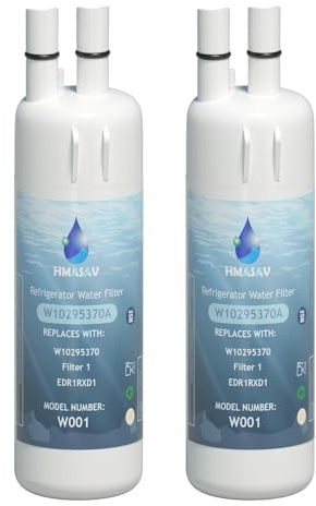 HMASAV W10295370A Water Filter Replacement, Compatible with Everydrop Filter 1, Whirlpool EDR1RXD1, EDR1RXD1B, W10295370, WHR1RXD1, KAD1RXD1, P4RFKB2, P8RFWB2L, 46-9930, 46-9081 2PACK