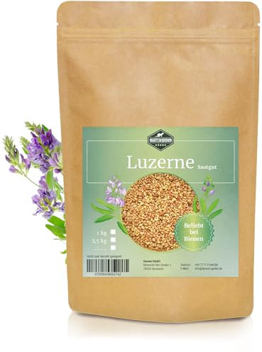 Martenbrown® Luzerne Saatgut 1kg Ewiger Klee Samen | Alfalfa Saat | Gründüngung zweijährig für Garten und Gemüse-Beet