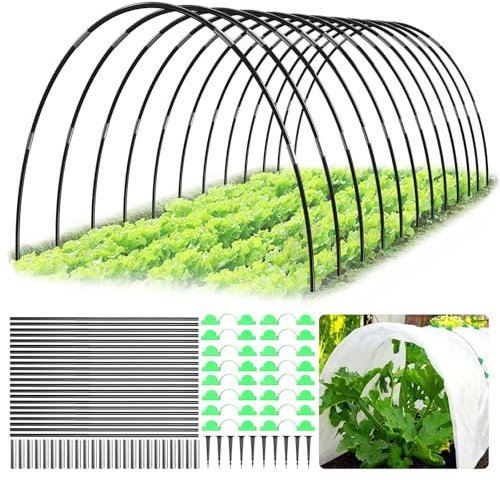 MQHUAYU Pflanztunnel Bögen 40 PCS Folientunnel Bögen 8 Sets, Fiberglas Tunnelbogen für HochbeetBausatz, DIY Gewächshausreifen Frühbeet Tunnel für Garten Zeile Abdeckung Pflanzen Obst Gemüse