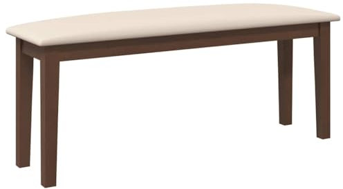 vidaXL Bank 110 cm Braun Massivholz Gummibaum, Sitzbank, Innenbank, Bank Eingangsbereich, Laubenbank, Flurbank, Schlafzimmerbank, Stoffbank, Bettbank