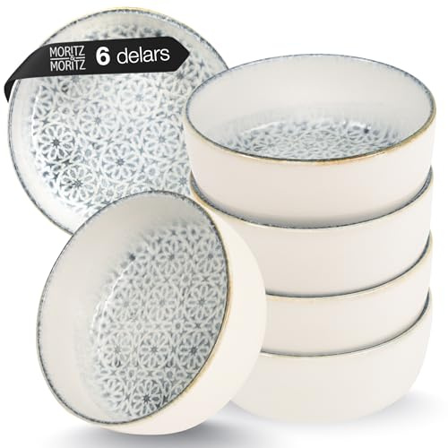 Moritz & Moritz ALHAMBRA 6x Müslischalen Blau - Stylisches und robustes Schalen Set aus Porzellan für Müsli, Suppen & Salate - Spülmaschinenfest, mikrowellengeeignet, ideal für den täglichen Gebrauch