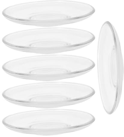 FONDOTIN 6 Pezzi Sottopiatti Vetro Trasparente per Tazze Vassoi Multifunzionali per Snack e Dessert per Decorare La Tavola da Pranzo e Riutilizzabile