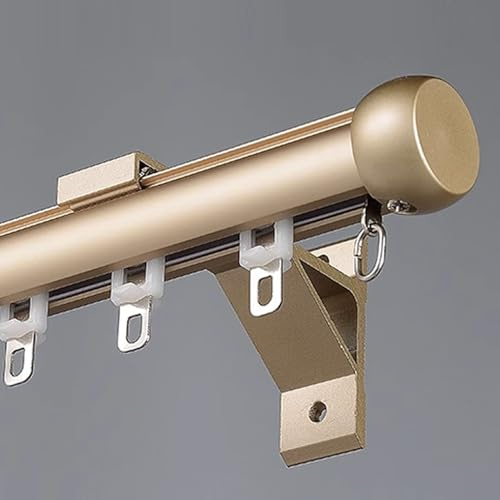 Innovz Riel Cortina Techo Riel de Cortina de Pared con Soporte y Rodillo, Barra Deslizante Silenciosa para Cortina, Barra Divisoria de Aluminio(Glod,170cm(5.6ft))