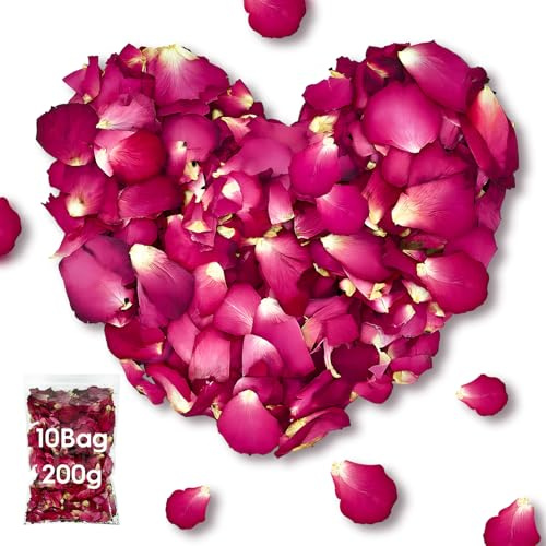 10000+ Piezas de Pétalos de Rosa Naturales, Pétalos de Rosa Naturales, Pétalos Secos Naturales, Pétalos Derosa Rojos Biodegradables para Baños de Pies, Baños Corporales, Spas, Bodas, Decoraciones DIY