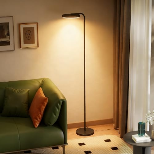 HOMCOM 30W Lampada da Terra Salotto, 2800LM LED Dimmerabile Luminosa Piantana Lampada da Terra con Telecomando Magnetico, Testa Girevole 350°, 3000K-6500K Piantana Lettura per Soggiorno Letto Ufficio
