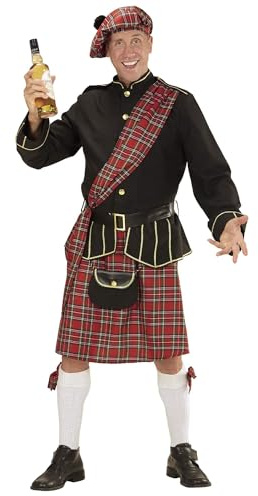 W WIDMANN MILANO Party Fashion - Costume da scozzese, giacca, gonna / kilt, cintura, borsa, cappello, Scozia, festa a tema, carnevale
