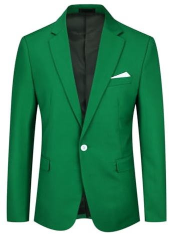 YOUTHUP Herrkavaj Slim Fit Formell Kostymjacka Casual 1 Knapp Elegant Jackor, Grön, L