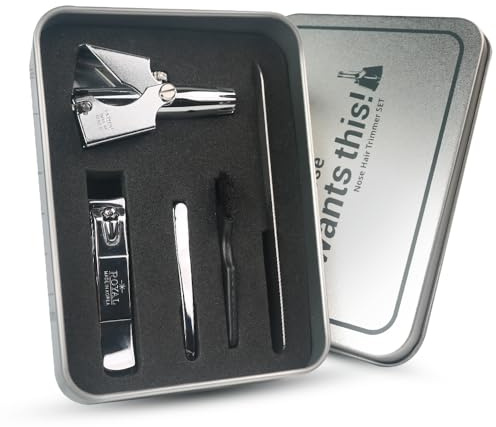 ROYAL [Made in Korea] Nose Hair Trimmer for Men Set, Birdie Set, with Nail Clippers and Tweezers, Manual, Battery-Free, Waterproof, Painless with Twelve Dual-Edged Blades, Patented Mechanism RET-4