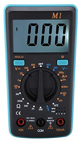 Multimètre numérique, AC/DC 0-50 held L'ordinateur de poche avec écran LCD mesure le courant, la résistance, la continuité, le testeur de tension(Bleu)