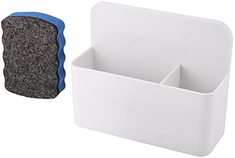 Zocipro Magnetischer Stifthalter mit Whiteboard-Radiergummi, verstellbarer magnetischer trocken abwischbarer Marker-Halter für Whiteboard, Kühlschrank, Büro, Zuhause, Schule (Weiß)