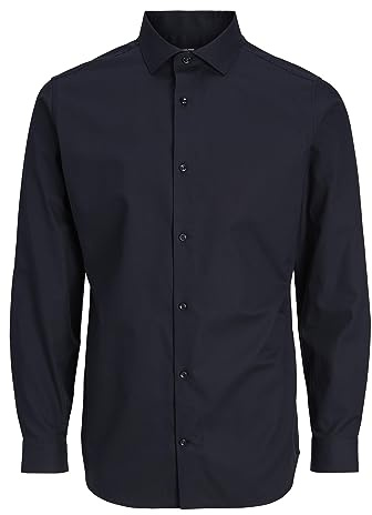 JACK & JONES Chemise Jprblaparker L/S Noos pour Homme, Noir/Coupe : Slim fit., XL