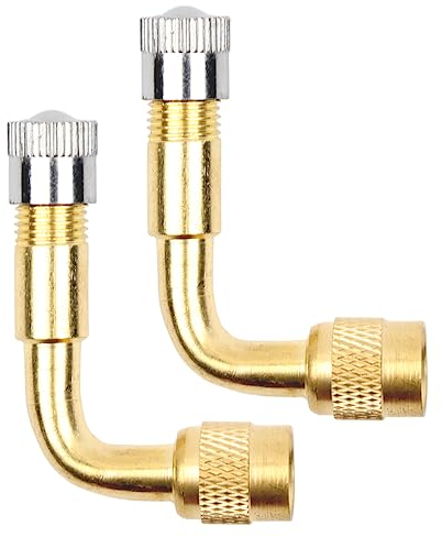 AMZSKU Ventilverlängerung Kupferventiladapter Winkelventilverlängerung Autoventil Reifenventilverlängerung Winkelventil für Auto Motorrad Fahrrad Scooter (90°)