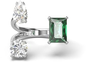 Swarovski Mesmera Offener Ring, Grüner und Rhodinierter Damenring mit Edlen Swarovski Kristallen