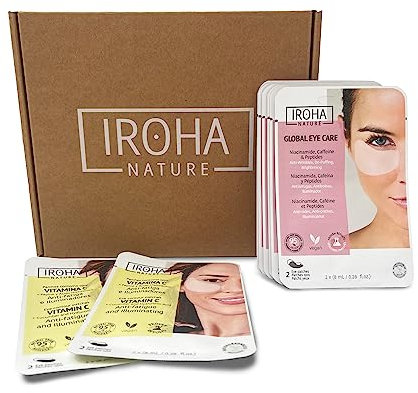 IROHA NATURE - Pack 10 Parches Ojos Tisú | Cosmética Coreana Global Eye Care | Atenúa Bolsas, Ojeras y Arrugas | 100% Biodegradable, Vegano y Cruelty Free