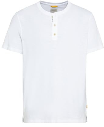 camel active Herren Kurzarm Henleyshirt aus Reiner Baumwolle Weiß, Menswear-XL