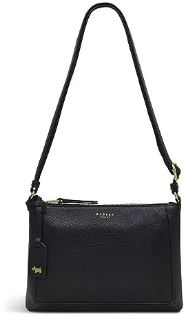 RADLEY London Kew Way Small Ziptop Crossbody Handbag for Women in Black Soft Grained Leather, with Adjustable Cross Body Strap & Internal Slip and Zip Pockets