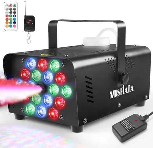 Machine à Fumée 600 Watt avec 18 LED RVB et Télécommandes Sans Fil pour Halloween, Fêtes, Mariages, Discothèque, DJ, Effet Scène