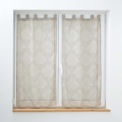 Douceur d'Intérieur, coppia di tende con passanti (2 x 60 x 120 cm) Levita, tortora, tulle operato applicato