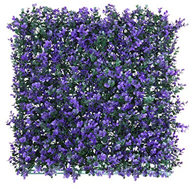 Windscreen4less 4 PCS 20x20 Artificial Boxwood Panels Faux Plant Grass Green Wall Panel Decoration for Outdoor Indoor Garden Backyard (Lavender Purple)