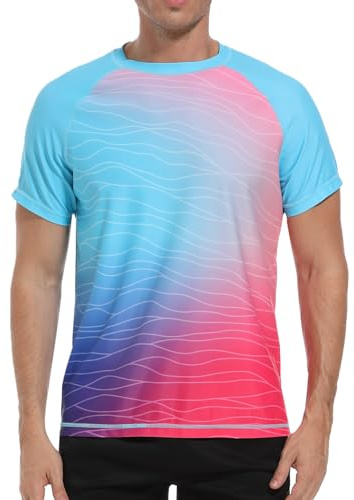VAYAGER Maillot de Bain à Manches Courtes pour Homme Anti-UV UPF 50+ Rashguard à Séchage Rapide Protection Solaire