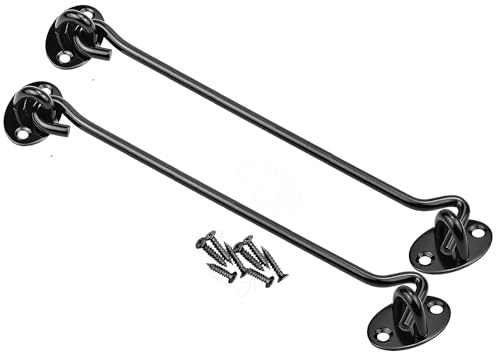 Litensh 2PCS Chiusure a Gancio per Porta da Fienile, Gancio e Chiusura a Occhiello per Porta Cancello, Ganci per Cabina e Serratura a Occhiello, Gancio Girevole per Finestra per Porta Scorrevole