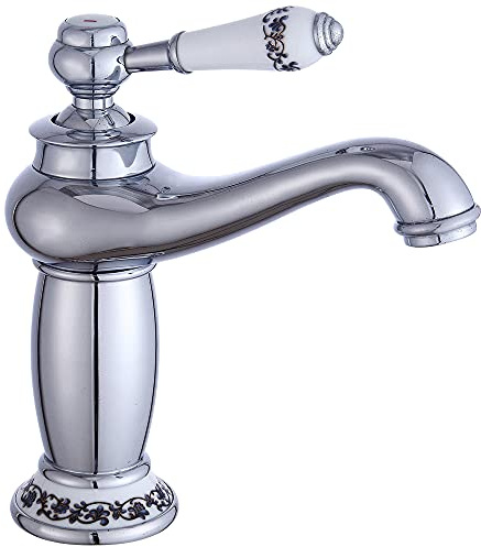 Retro Vintage Badrumkran Tättställsblandare Med En Spak Tättställ Beslag Kökskran Med Vattenslang Silver