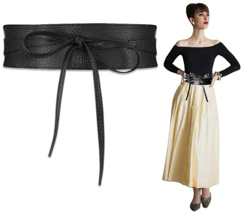 Cylocrya Damengürtel, 1 Stück, Schwarz Obi-Gürtel Für Damen, Breiter Gürtel Mit Schnürung Für Kleider Und Oberteile, （Mitte Breite 6,3cm,große Größe） Elegantes Und Verstellbares Accessoire