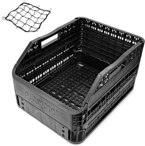 MOSHAY Faltbarer Heckkorb für Fahrräder, patentiertes Design, mit 32 l großem Fassungsvermögen, Premium-Qualität, langlebig, resistent gegen Hitze und Korrosion