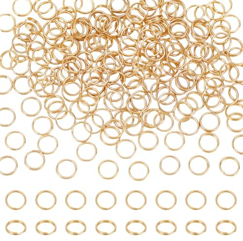 UNICRAFTALE 200 pièces Anneaux de Saut Fendu Acier Inoxydable Plaqué Or 18 carats Double Boucle Anneaux de Jonction 8mm Porte Clés Mini Anneaux Connecteurs pour Porte Clés Bijoux Colliers Bracelets