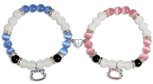 AzureRay Bracciale con Calamita e Perline per Uomo e Donna - Regalo per Coppie, Amici e Fidanzati