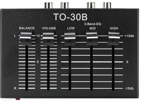 EQ Préampli Phono avec égaliseur à 3 Bandes, Préamplificateur avec triplé, Moyen, Basse, Contrôle de Volume équilibré, 5v DC, Compatible avec Les Lecteurs D'enregistrement,