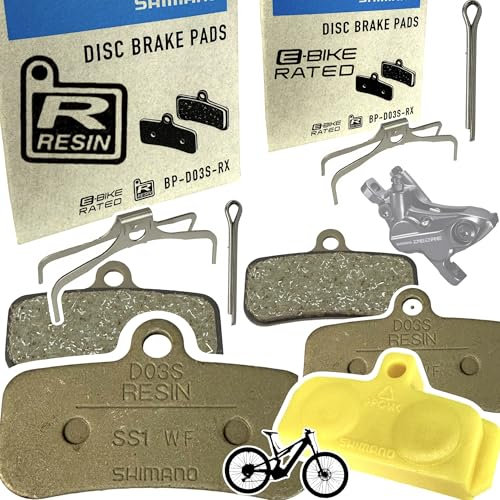 F26 Original BP-D03S-RX Resin Kompatibel mit Shimano (D01S, D02S) Scheibenbremsen 4 Kolben Bremsbeläge Fahrrad MTB Ebike Deore XT Saint Zee 2 Paar + Bleedblock
