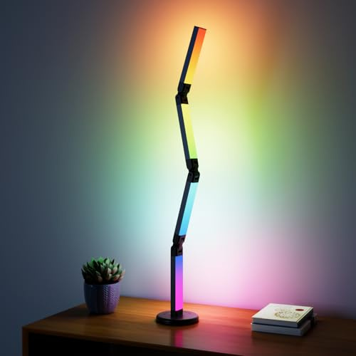 Electight RGB Schreibtischlampe LED Dimmbar, 82cm 800 Lumen Faltbar Tischlampe mit Fernbedienung und App, 16 Millionen Farben, 99 Szenenmodi, Musik Synchronisieren &Timing, für Lektüre Büro Spiel