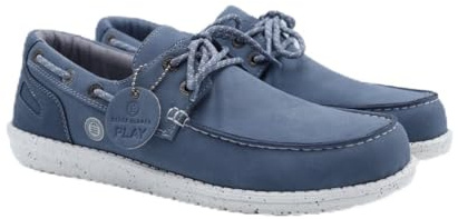 Serge Blanco Chaussures Bateau Socoa Bleu Jean en Nubuck - Chaussures Homme décontracté