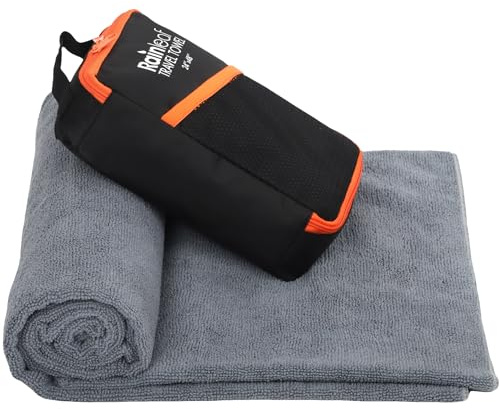Rainleaf Microfiber Towel Quick Dry Camping & Travel Towel. Compact | Super Absorbent & Lightweight & Fast Drying. Suitable for Gym, Beach, Bath, Backpacking, Hiking, Swim. Gray, 24 x 48 in
