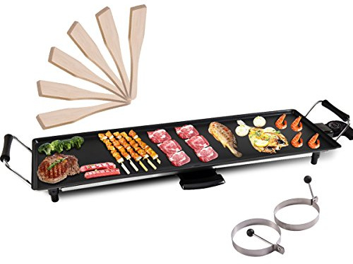 CASART Electric Teppanyaki Grill Table, 1800W Non-stick Griddle with Wooden Shovel, Outdoor Indoor BBQ Barbecue Hot Plate for Kitchen Dinner Party Camping Festival Cooking (X Large)