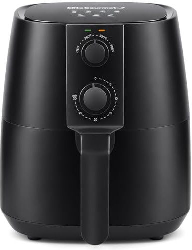 Elite Gourmet EAF4617 Electric Digital Hot Air Fryer, 1350Watts, Oil-Less Healthy Cooker, Timer & Temperature Controls, 4 Quart, Black