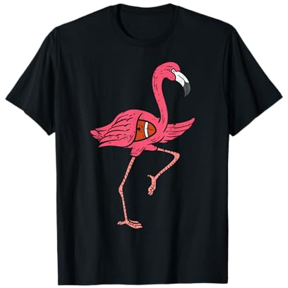 Flamingo Playing American Football Funny Men Women Kids T-Shirt