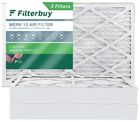 Filterbuy 16x25x4 Air Filter MERV 13 Smoke & Allergy Defense (3-Pack)