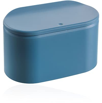 Pattumiera da Tavolo, Pattumiera Piccoli Uffici, Cestino con Coperchio, per Bagno, Cucina, Portatile Portarifiu, Azul