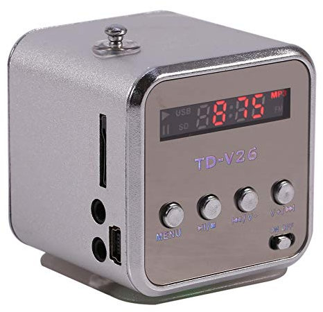 Portable Radio, Radio Billig TD V26 Small Radios Pocket Radio Battery Radio Mini Speaker Music Player Fm Radio Pc Fashion Support Tf Card And U Disk Black (Silver)