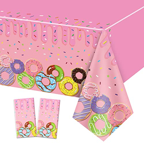 2 Pack Donut Tischdecken, 220x130cm Rechteck Tischdecke, Thema Dekorationen für Kindergeburtstag, Aufwachsen Party, Sweet One, Baby-Dusche Supplies