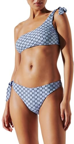 KARL LAGERFELD dam Monogram One Shoulder Tie Top MONOGRAM ONE SHOULDER TIE TOP, KARL LAGERFELD ALL OVER PRINT BLÅ MED INDIGO