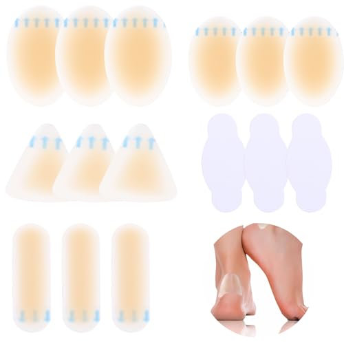 Arcjunys 15 Stück Blasenpflaster Ferse Hydrokolloid Pflaster Unsichtbare und Wasserdicht Blasenpflaster Zehen Blister Plasters Gel Pflaster Linderung von Reibungsschmerzen Finger Zehen Vorfuß Ferse