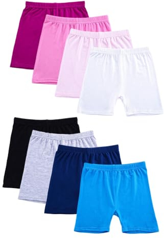 Valcatch Lot de 8 Filles Shorts De Motard en Coton Vélo Roues Shorts Tout-Petit Enfants sous-Short pour Jouer ou sous-Robe Danse Shorts de sécurité Respirants pour Porter Décontracté Quotidien