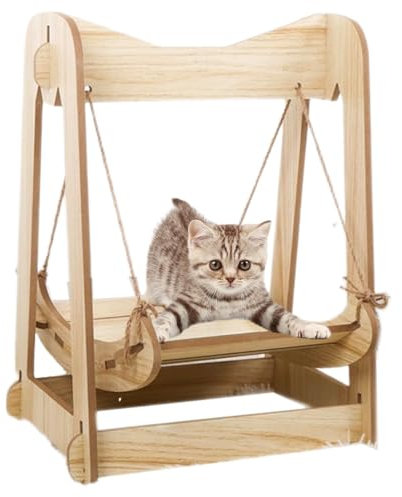 Hamac pour chat en bois, balançoire pour hamac pour chat en bois - Lit pour chatons peu encombrant, Hamac pour chiens de petite taille, hamac, cage pour animaux de compagnie, lit pour chien et chat